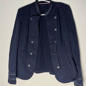 Tommy Hilfiger Navy Braided-Trim Military Blazer Women’s medium